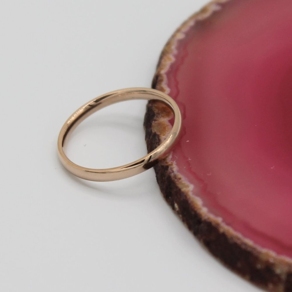 Jewelry ring band wedding rose gold tone 2mm wide thin rounded polished new - Picture 2 of 7
